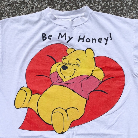 Vintage 90s Disney Winnie the Pooh "Be My Honey" White Tee Tultex (2XL fits XL) - Picture 4 of 10
